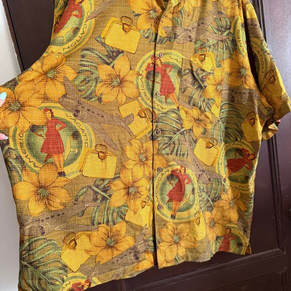 90s Vintage PENDLETON | Men's Silk Travel Print Hawaiian Aloha Shirt Extra Large - Picture 5 of 7